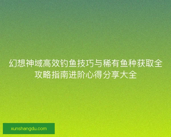 幻想神域高效钓鱼技巧与稀有鱼种获取全攻略指南进阶心得分享大全
