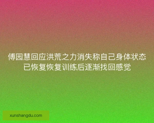 傅园慧回应洪荒之力消失称自己身体状态已恢复恢复训练后逐渐找回感觉