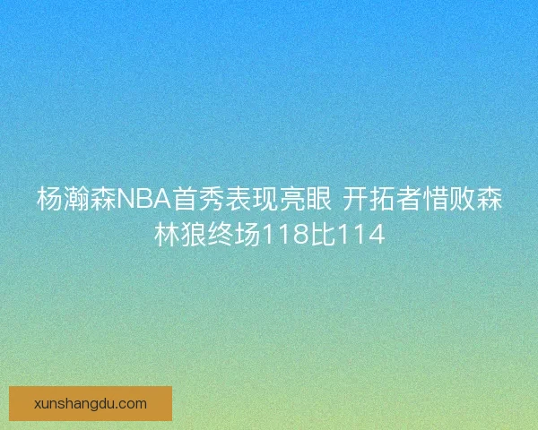 杨瀚森NBA首秀表现亮眼 开拓者惜败森林狼终场118比114